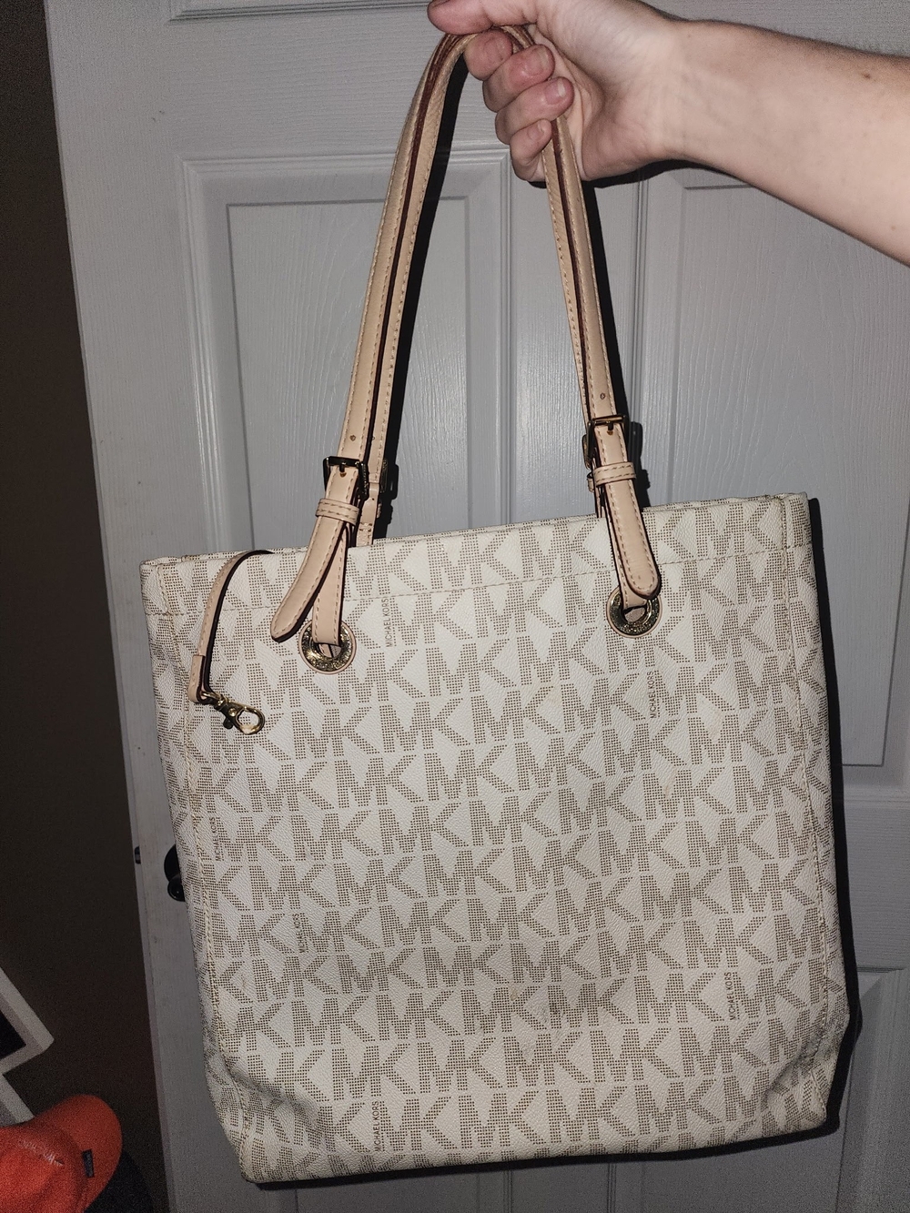 Michael Kors Cream and Tan Signature MK Tote